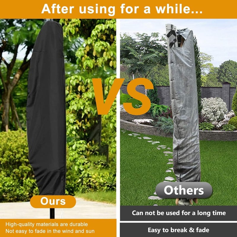 OKPOW Patio Cantilever Umbrella Covers for Outdoor: Waterproof Offset Umbrella Cover Banana Style with Zipper fits 9FT to 14FT, Black - Image 3